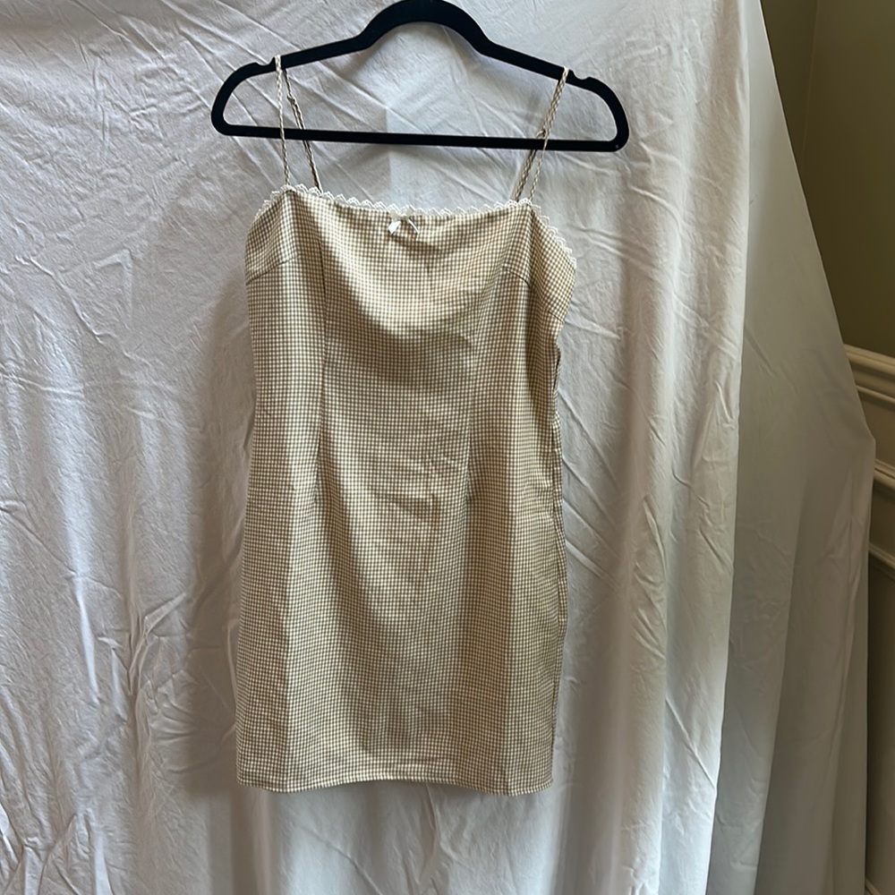 Never Worn Princess Polly Beige Check Slip Dress